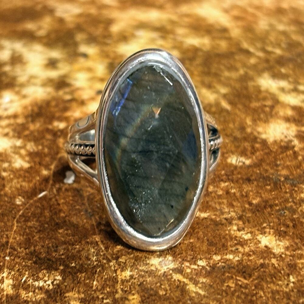 NWT Studio Barse Ring Sz 10 Sterling Silver & Labradorite Oval Shape Split Band